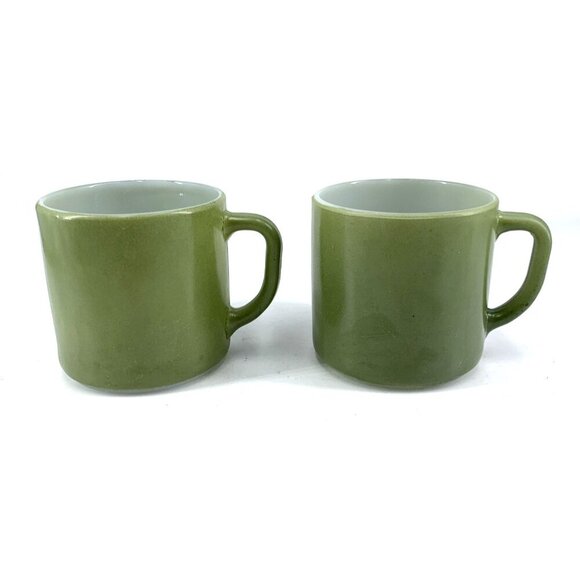 Federal Stackable Cup Mug MCM Avocade Green Coffee USA Heat Proof Lot of 2 - Picture 4 of 8